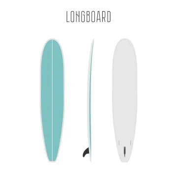 Vector surf long board with three sides Stock Illustration