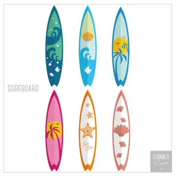 Vector surfboard sets Stock Illustration