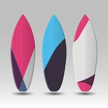 Vector Surfboards Design with Abstract Colorful Geometric Shapes Pattern Stock Illustration