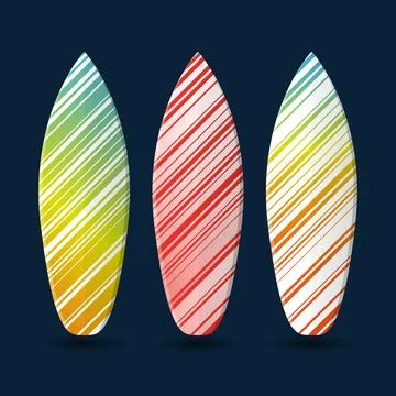 Vector Surfboards Design with Abstract Colorful Striped Pattern Stock Illustration