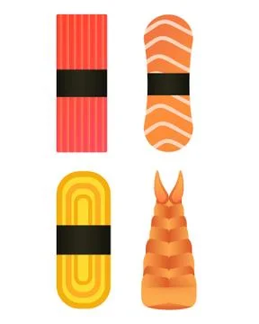 Vector sushi and rolls set isolated on white background Stock Illustration