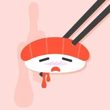Vector sushi character with chopstick, flat design Stock Illustration