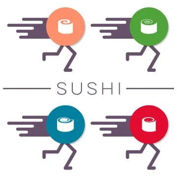 Vector sushi design elements funny concept Illustrazione stock