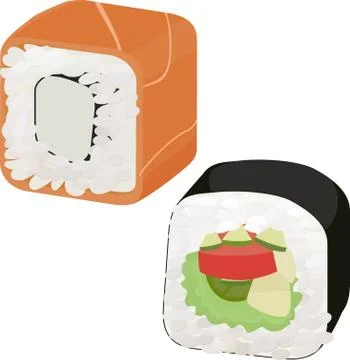 Vector sushi with fish and vegetables Stock Illustration