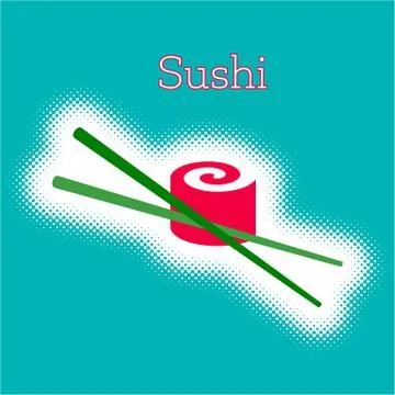 Vector sushi roll with chop sticks 스톡 일러스트
