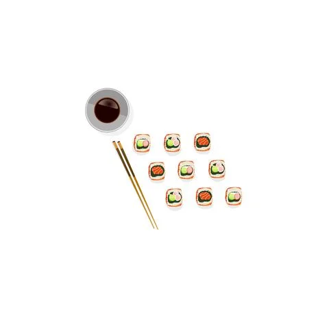 Vector of sushi rolls on white background Stock Illustration