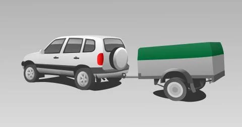 Vector SUV With Trailer. Stock Illustration