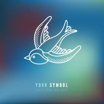 Vector swallow illustration in outline style Stock Illustration
