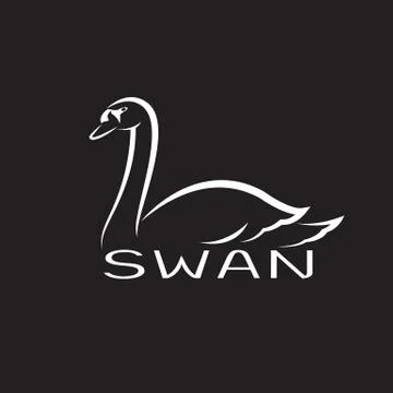Vector of a swan on black background. Wild Animals. Stock Illustration