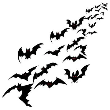 Vector swarm of bats on the white background. Stock Illustration