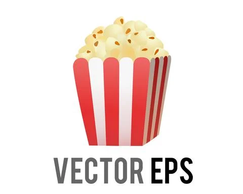 Vector sweet butter pop corn junk food icon with red, white classic paper cup Illustrazione stock
