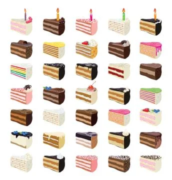 Vector sweet cake slices Stock Illustration
