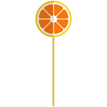 Vector sweet orange round shaped lollipop candy Stock Illustration