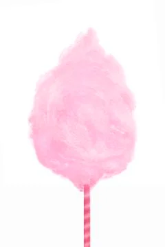Vector sweet pink cotton candy isolated on white background. Realistic illust Stock Illustration
