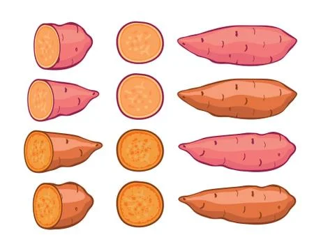 Vector sweet potatoes set 库存插图