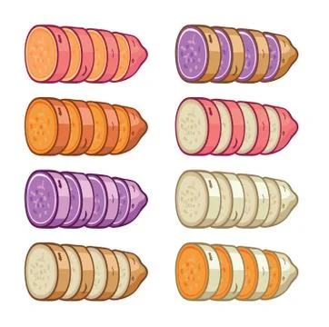 Vector sweet potatoes slices Stock Illustration