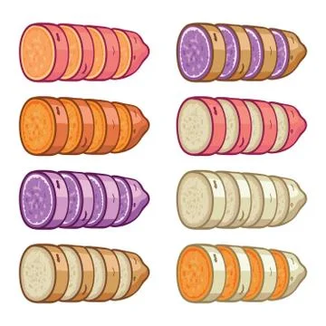Vector sweet potatoes slices Stock Illustration