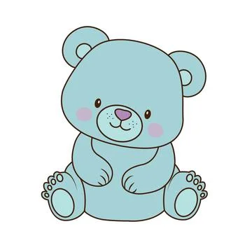 Vector sweet turquoise modest bear cub icon. Vector smiling bear, antistress 스톡 일러스트