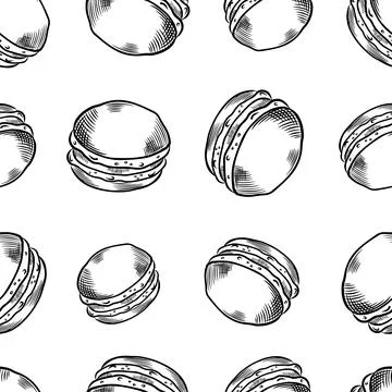 Vector sweets background. Seamless hand-drawn pattern with black and white .. Illustrazione stock