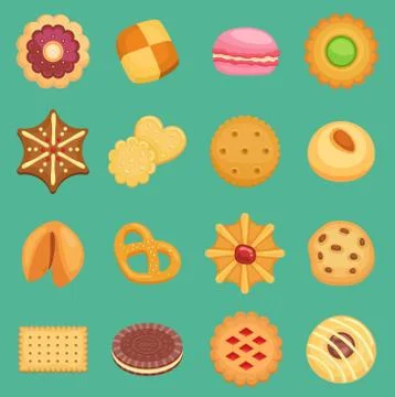Vector sweets cookie cakes tasty snack delicious with chocolate cream homemade Stock Illustration