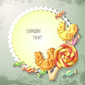 Vector Sweets of lollipop and caramel banner Stock Illustration