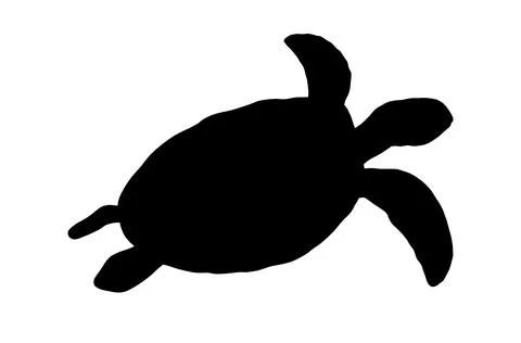 Vector swimming silhouette turtle isolated on white background. Hand drawn Stock Illustration
