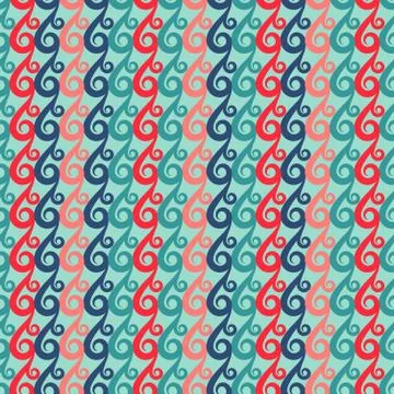 Vector swirls seamless pattern in retro colors Stock Illustration