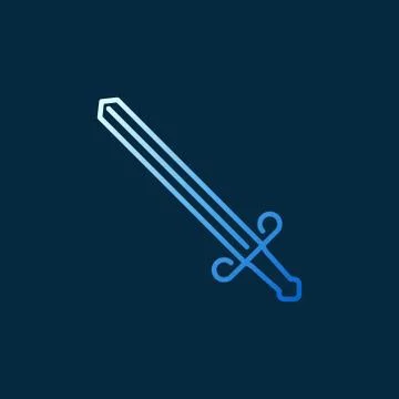 Vector Sword creative linear icon on dark background Stock Illustration