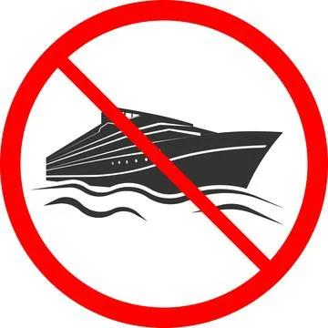 Vector symbol of the ban on the navigation of water vessels. Stock Illustration