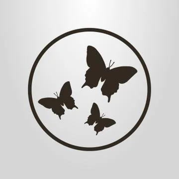 Vector symbol of butterflies in the round frame Stock-Illustration