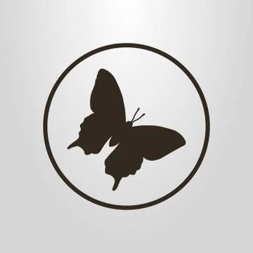 Vector symbol of butterfly in a round frame Stock Illustration