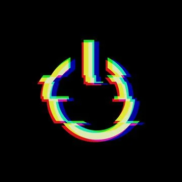 Vector symbol of button power in glitch style. Geometric glitched Start Icon Illustrazione stock