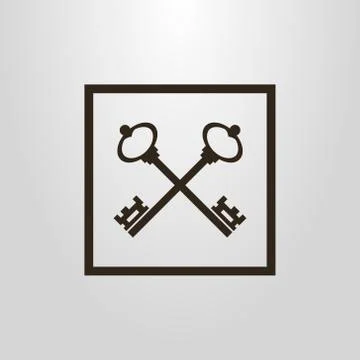 Vector symbol of crossed keys in a square frame Illustrazione stock