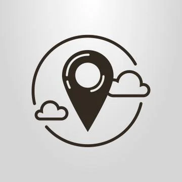 Vector symbol of geographic marker in the sky Illustrazione stock