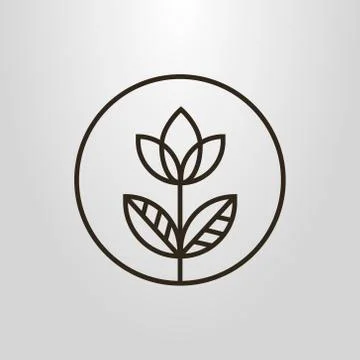 Vector symbol of an line art simple flower in a round frame Stock Illustration
