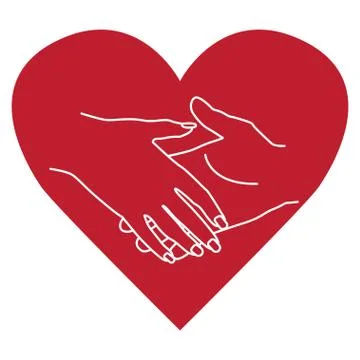 Vector symbol of love. Man and woman hholding hands together Stock Illustration