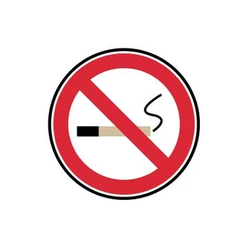 Vector symbol no smoking red and black sign isolated on white Illustration