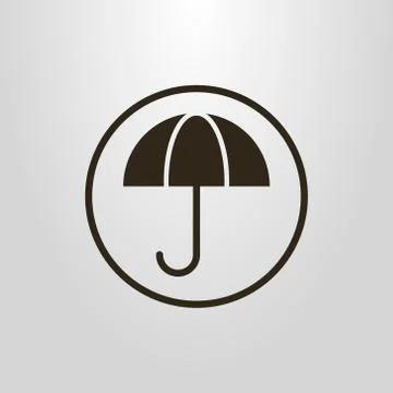 Vector symbol of open umbrella in a round frame Stock Illustration