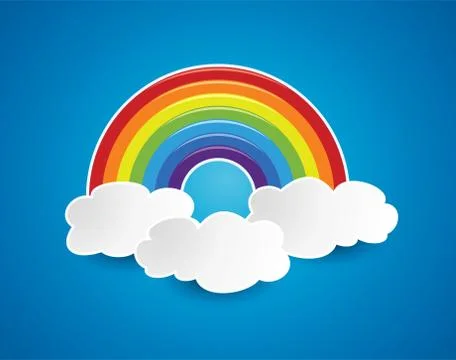 Vector symbol of rainbow and clouds in the sky Stock Illustration