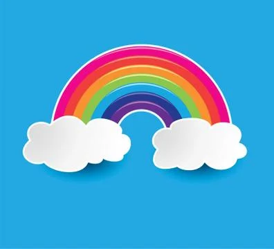 Vector symbol of rainbow and clouds in the sky Illustrazione stock