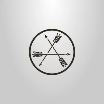 Vector symbol of three arrows superimposed on each other in a round frame Stock Illustration