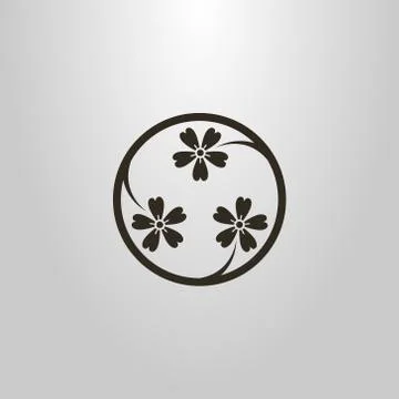 Vector symbol of three flowers in a round frame Stock Illustration