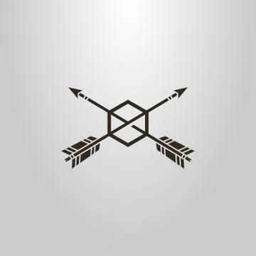 Vector symbol of two arrows piercing hexagon Stock Illustration
