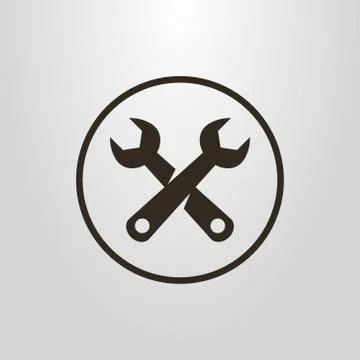 Vector symbol of two wrenches in a round frame Stock Illustration