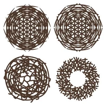 Vector symbols of bird nests Stock Illustration
