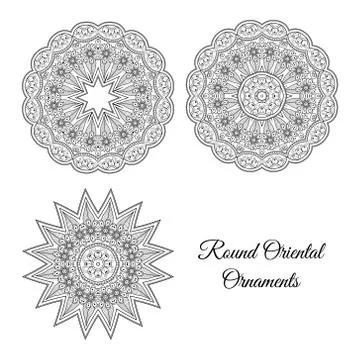 Vector symmetric mandala set Stock Illustration