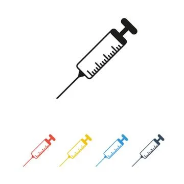 Vector syringe icon colored set Stock Illustration