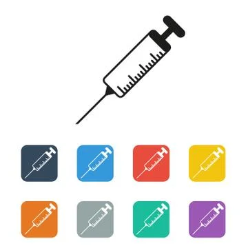 Vector syringe icon set colored Stock Illustration