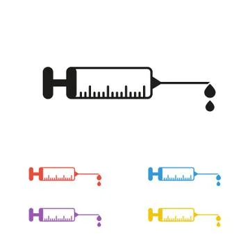Vector syringe icons colored set with drop blood Stock Illustration