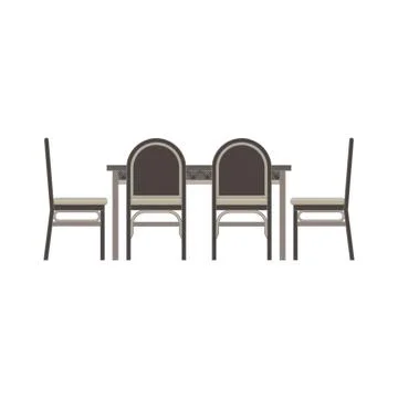 Vector table chair two flat icon isolated. Restaurant furniture side view ill Stock Illustration